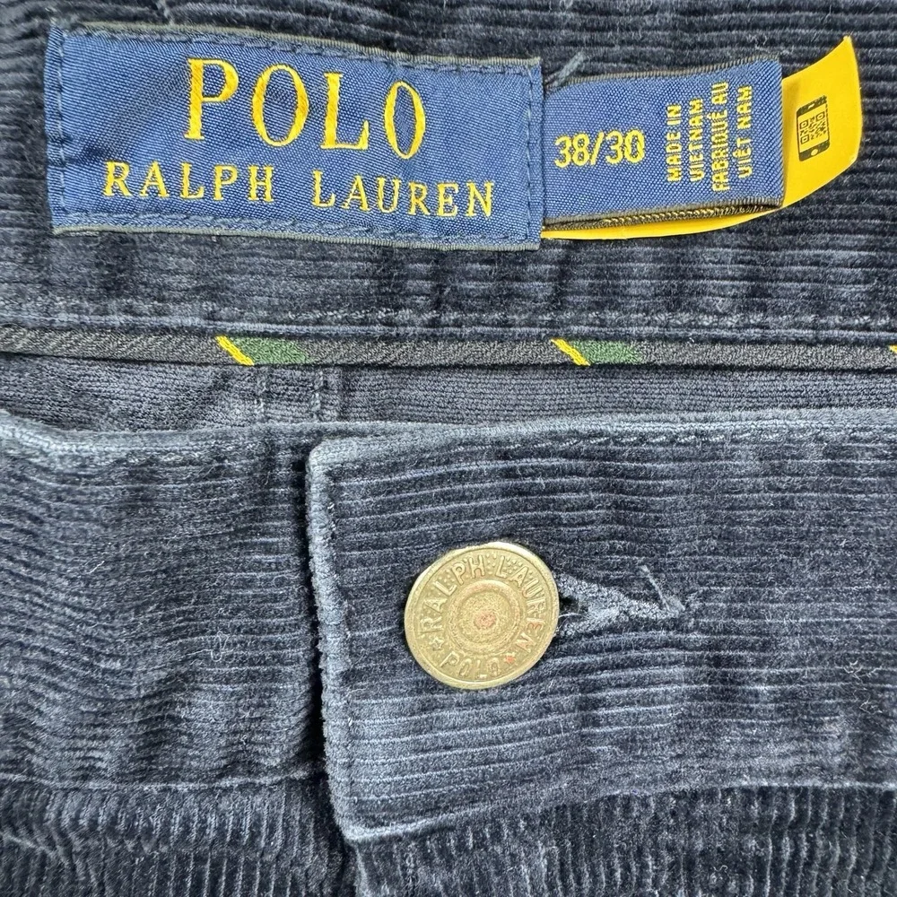 Polo Ralph Lauren Varick Slim Straight Blue Corduroy Pants Mens 38x30